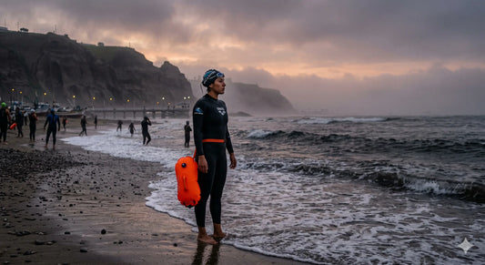 Nadador con boya de seguridad en Playa Pescadores Chorrillos Lima