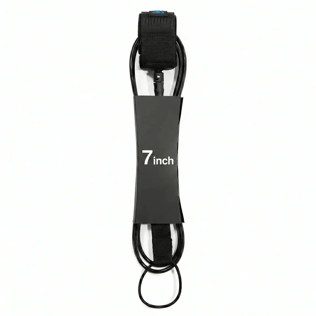 Leash negro para surf Sharka 7', sistema antitorsión y protector de riel