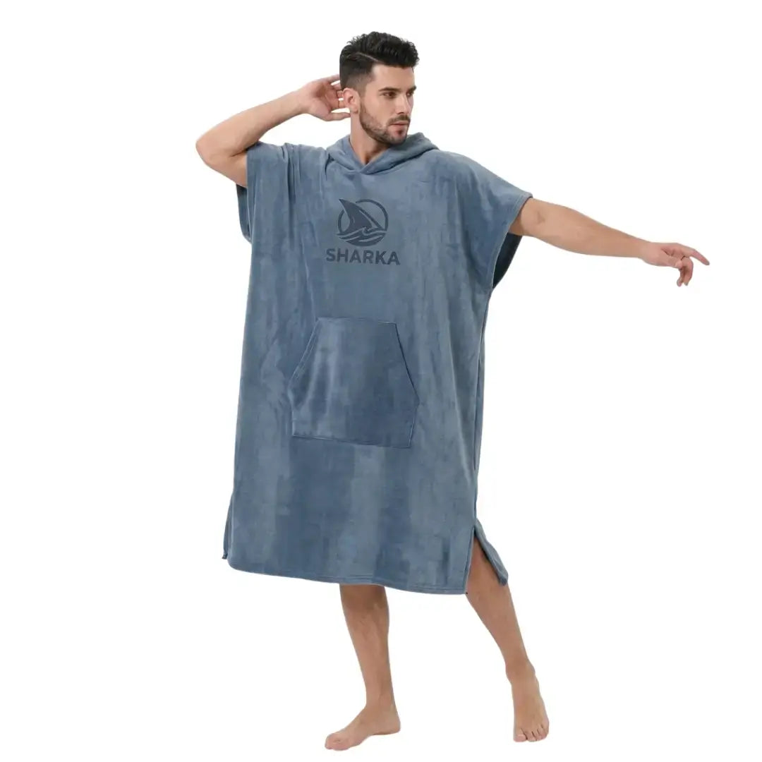 Poncho cambiador azul acero unisex para hombre, accesorio para aguas abiertas y surf