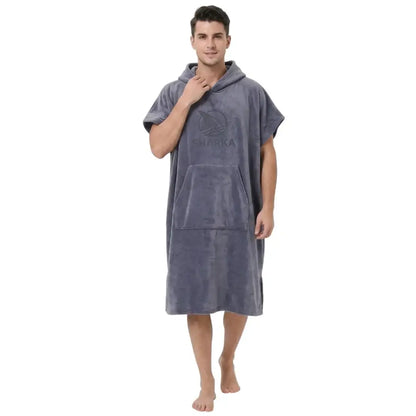 Poncho de microfibra gris humo para hombre, toalla cambiadora Sharka de alta calidad