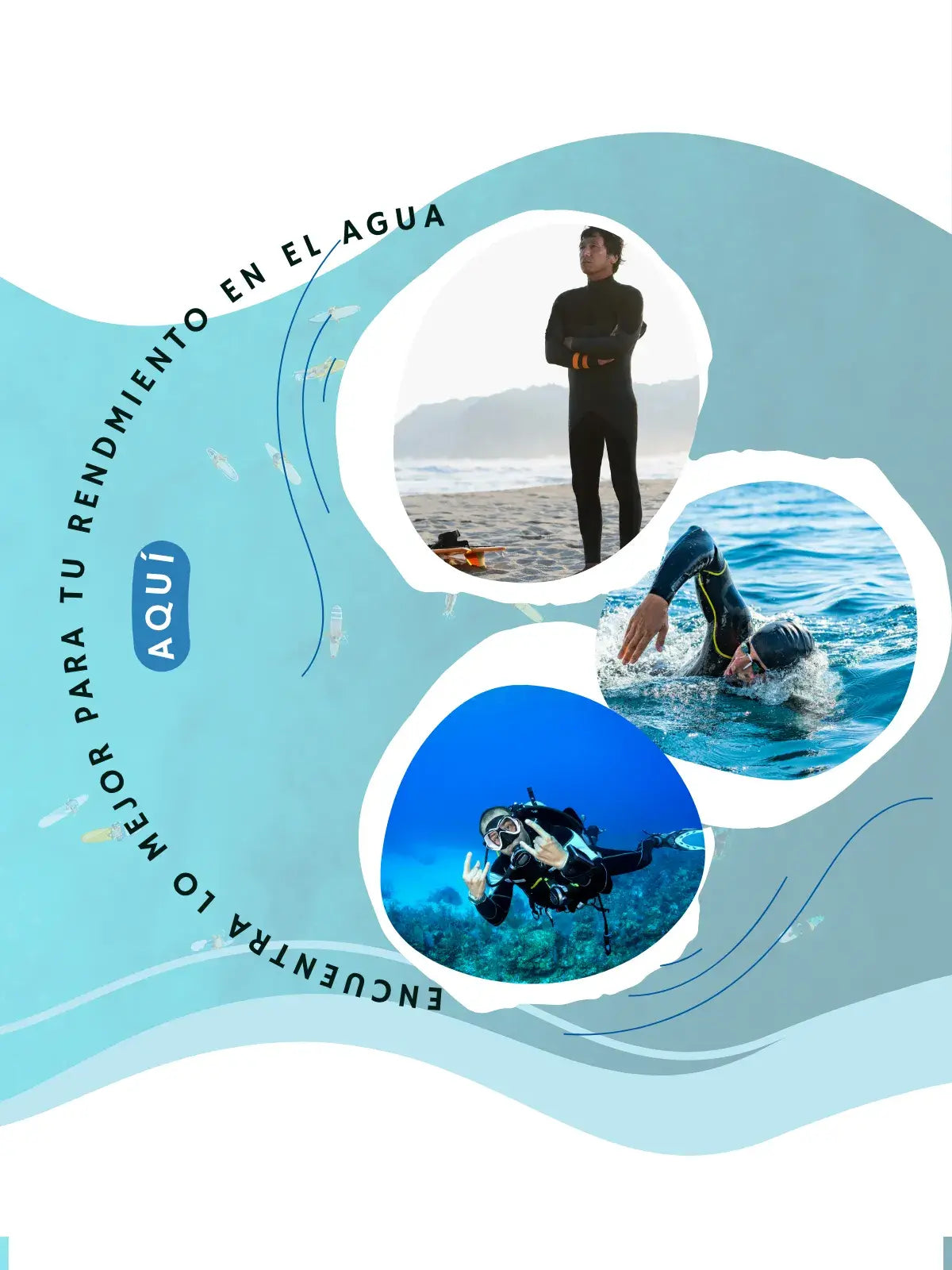 Banner optimizado para móvil Sharka: Implementos para deportes acuáticos y natación
